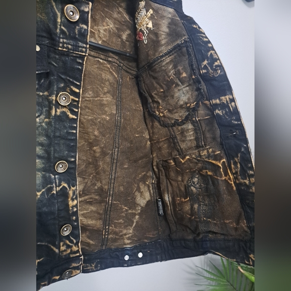 8ighth Dstrkt Collared Embroidered Long Sleeve Denim Kids Jacket Sz 9-10 - Picture 6 of 12